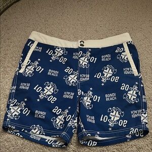 AussieBum Blue Anchor Print Men's Baggies/Board Shorts Size Medium